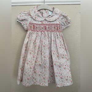 Edgehill Collection Pink & White Floral Smocked Dress